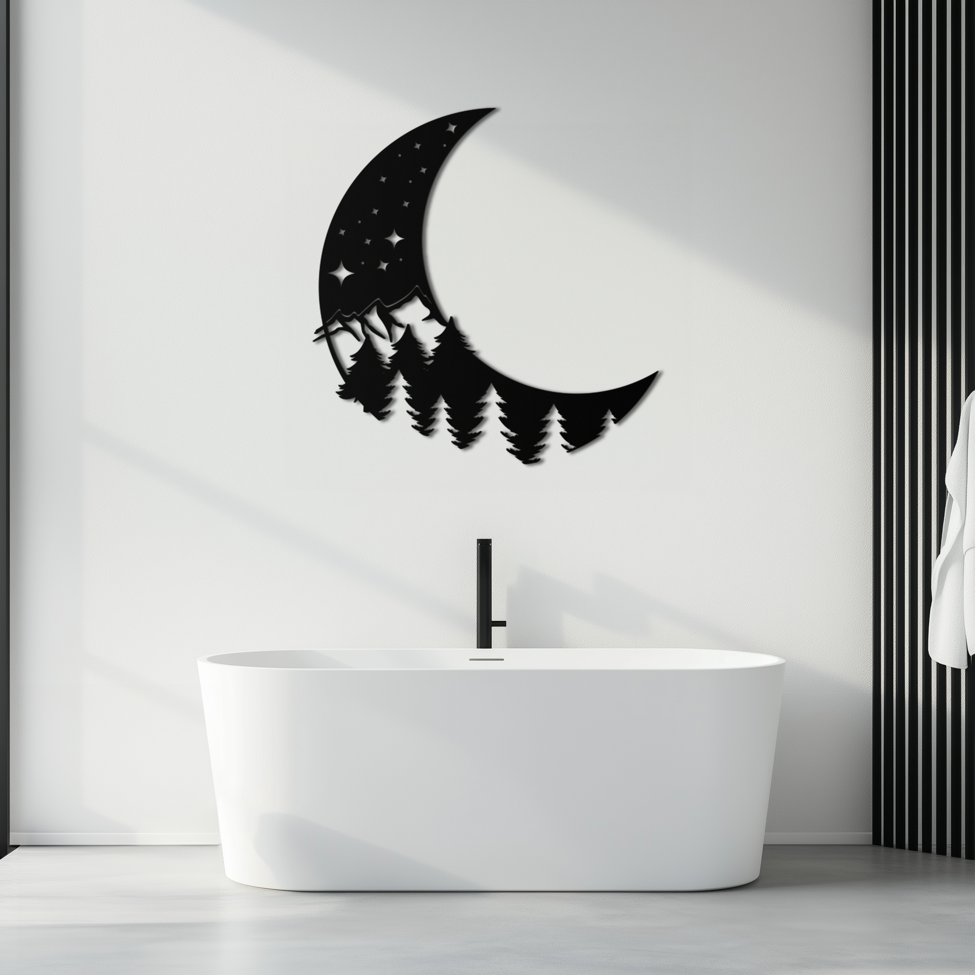 Enchanted Night Moon & Forest Metal Wall Art – Celestial Nature-Inspired Steel Decor - KAF151 - Tampa Home & Garden Store