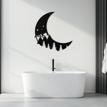 Enchanted Night Moon & Forest Metal Wall Art – Celestial Nature-Inspired Steel Decor - KAF151 - Tampa Home & Garden Store