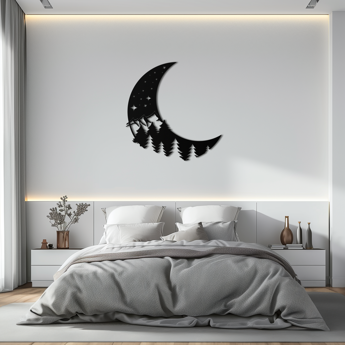 Enchanted Night Moon & Forest Metal Wall Art – Celestial Nature-Inspired Steel Decor - KAF151 - Tampa Home & Garden Store