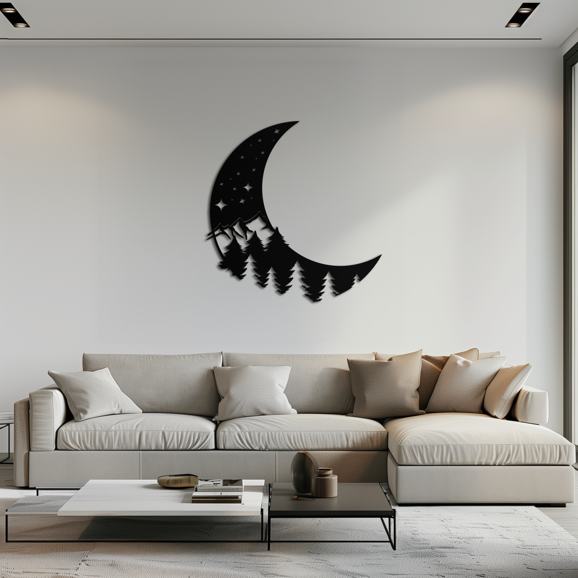 Enchanted Night Moon & Forest Metal Wall Art – Celestial Nature-Inspired Steel Decor - KAF151 - Tampa Home & Garden Store