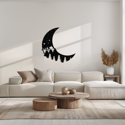 Enchanted Night Moon & Forest Metal Wall Art – Celestial Nature-Inspired Steel Decor - KAF151 - Tampa Home & Garden Store