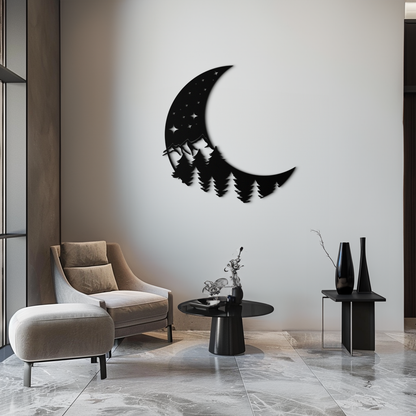 Enchanted Night Moon & Forest Metal Wall Art – Celestial Nature-Inspired Steel Decor - KAF151 - Tampa Home & Garden Store
