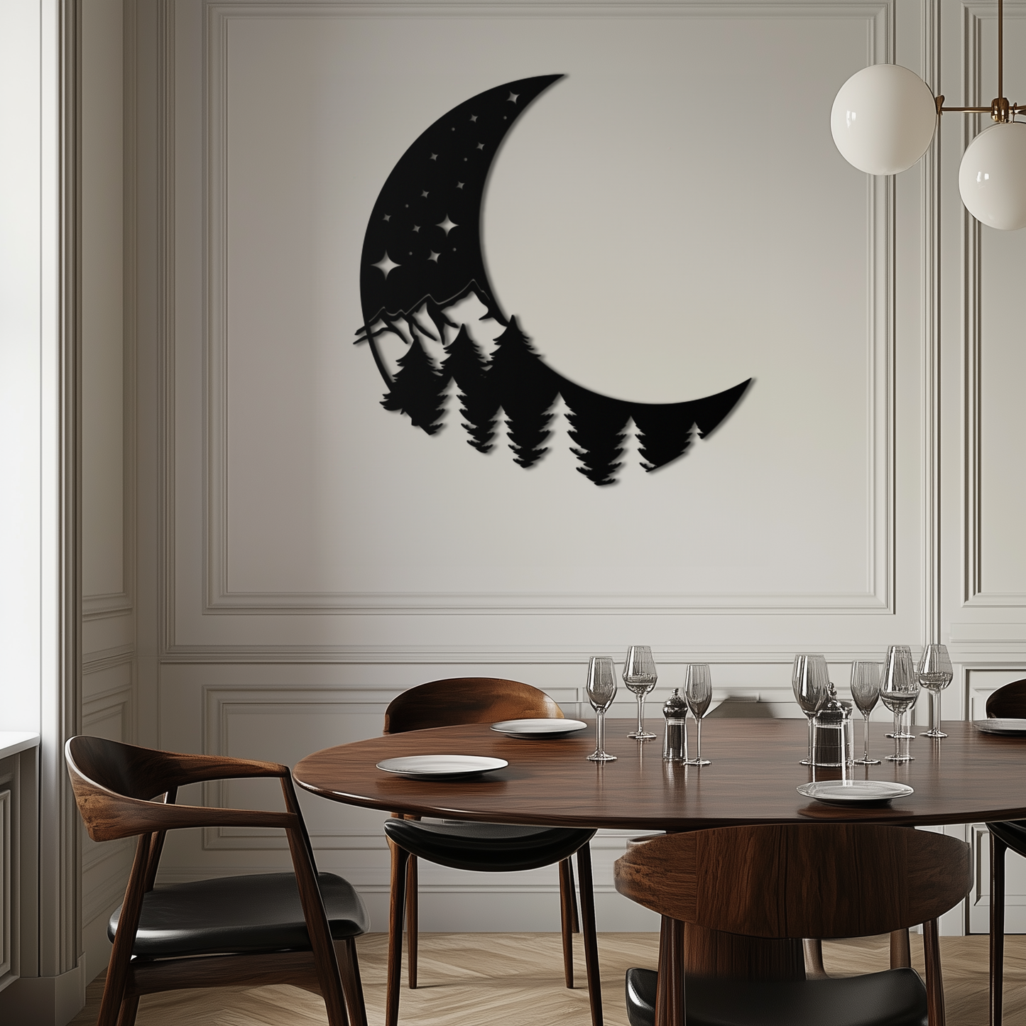Enchanted Night Moon & Forest Metal Wall Art – Celestial Nature-Inspired Steel Decor - KAF151 - Tampa Home & Garden Store
