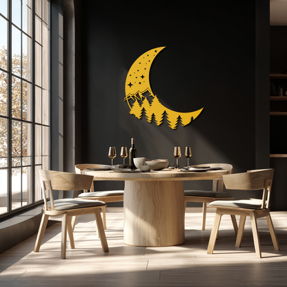 Enchanted Night Moon & Forest Metal Wall Art – Celestial Nature-Inspired Steel Decor - KAF151 - Tampa Home & Garden Store