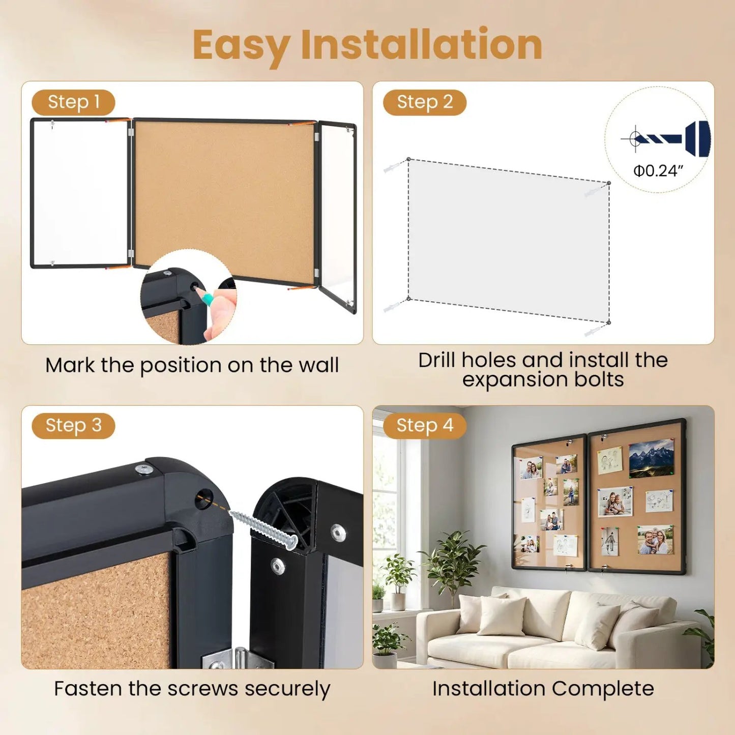 Enclosed Bulletin Board 47.5x35.5 Aluminum Frame