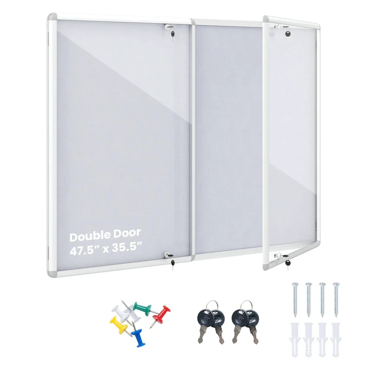Lockable Cork Bulletin Board With Aluminum Frame