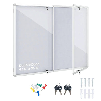 Lockable Cork Bulletin Board With Aluminum Frame