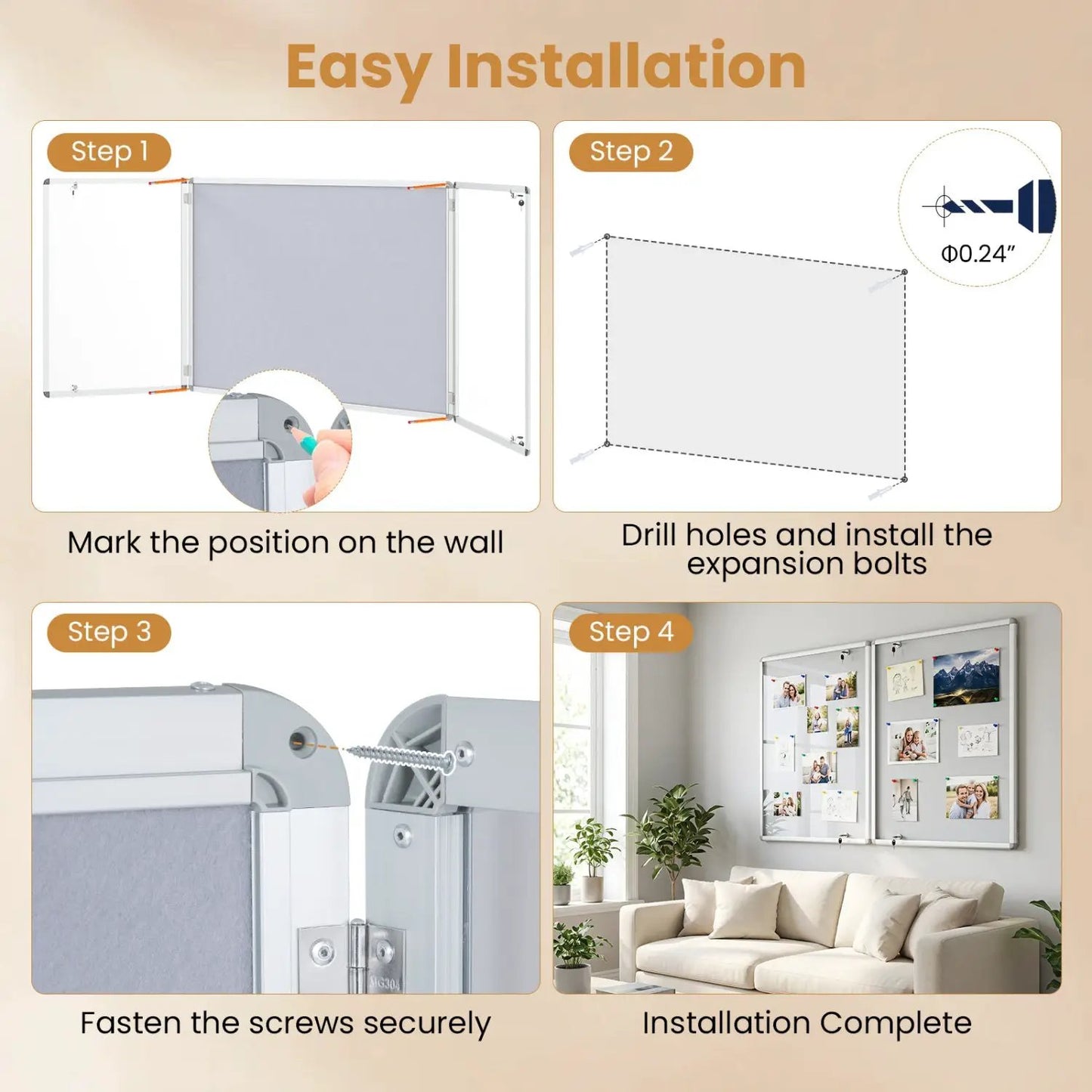 Lockable Cork Bulletin Board With Aluminum Frame