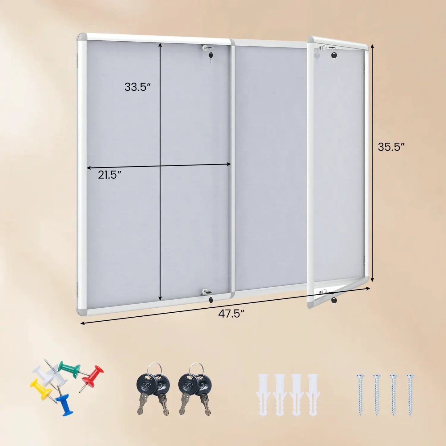 Lockable Cork Bulletin Board With Aluminum Frame