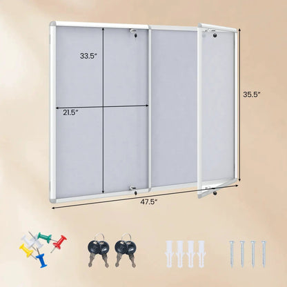 Lockable Cork Bulletin Board With Aluminum Frame