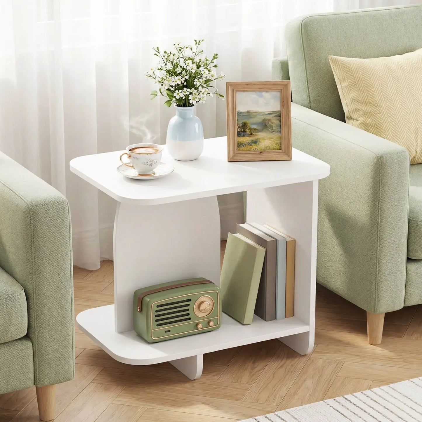 End Table 2-Tier Sofa Side Table Storage