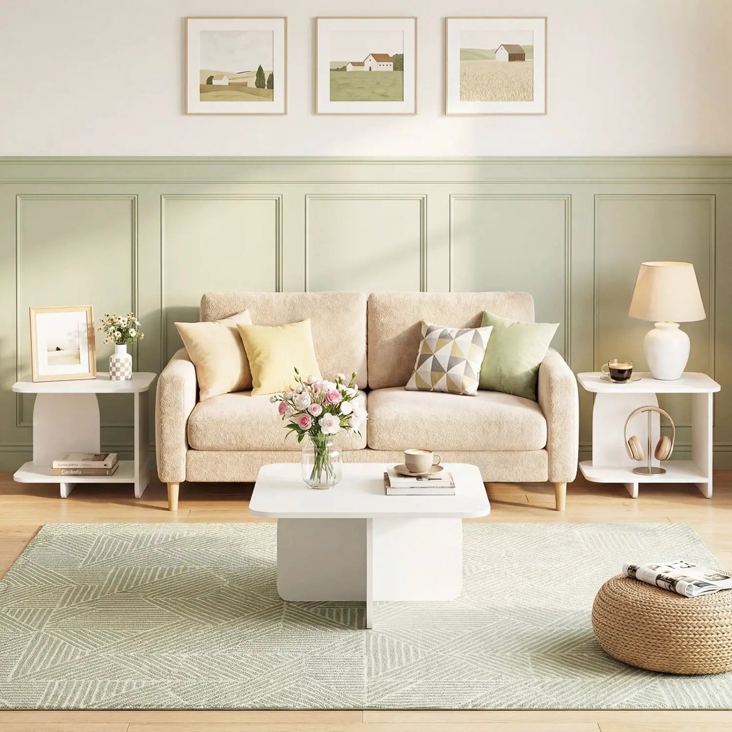 End Table 2-Tier Sofa Side Table Storage