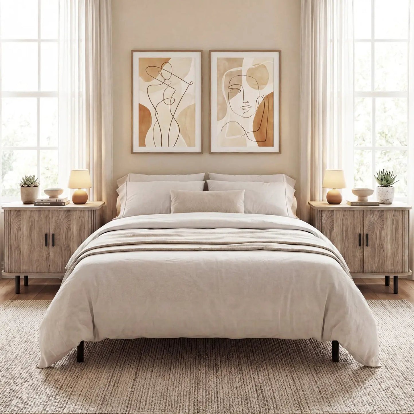 End Table Nightstand With Sliding Tambour Doors