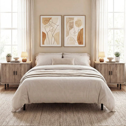 End Table Nightstand With Sliding Tambour Doors