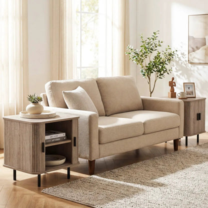 End Table Nightstand With Sliding Tambour Doors