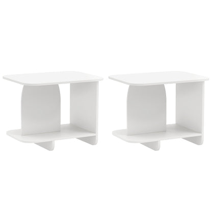 End Table Set of 2, white, 2-tier sofa side tables with storage shelf, DirectDeals on Tampa Home & Garden Store