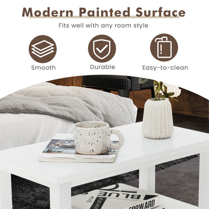 End Table Wooden with 2 Drawers and Shelf Bedside Table