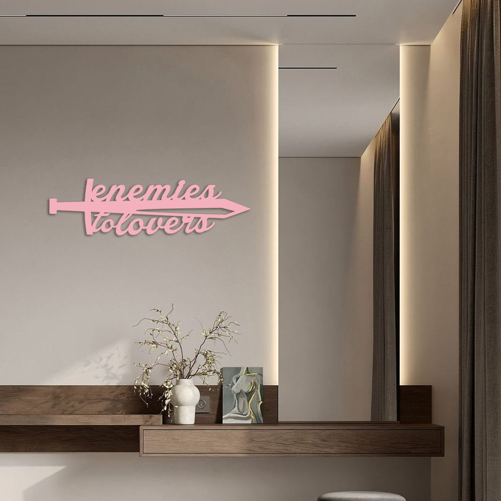 Enemies to Lovers Sword Quote Metal Wall Art – Romantic Typography Decor - KAFGP094 - Tampa Home & Garden Store