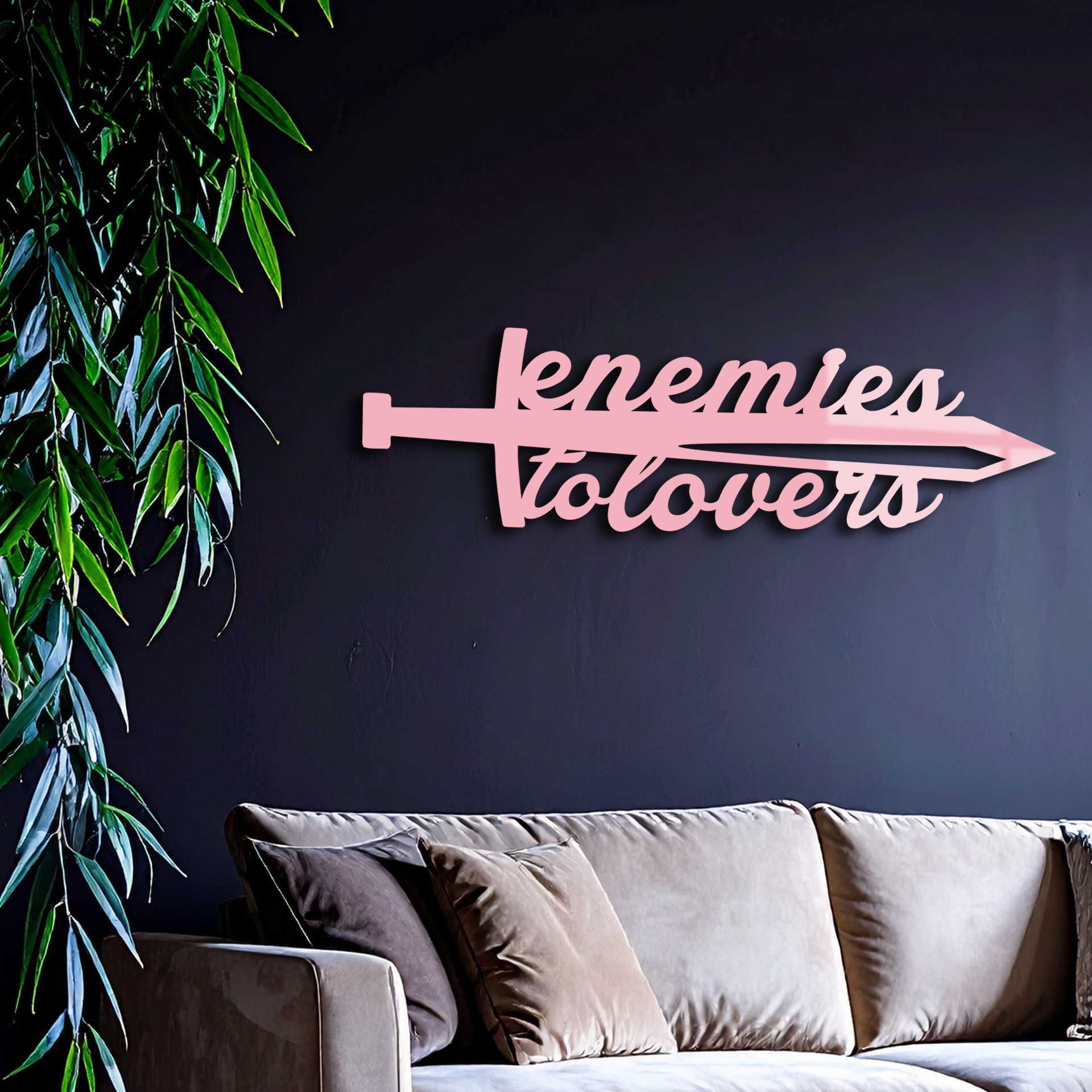 Enemies to Lovers Sword Quote Metal Wall Art – Romantic Typography Decor - KAFGP094 - Tampa Home & Garden Store