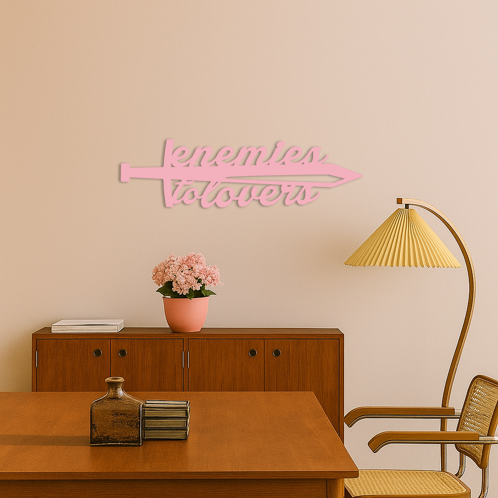 Enemies to Lovers Sword Quote Metal Wall Art – Romantic Typography Decor - KAFGP094 - Tampa Home & Garden Store