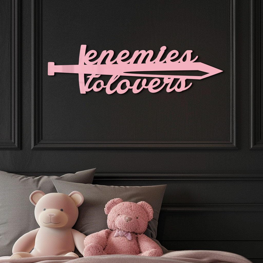 Enemies to Lovers Sword Quote Metal Wall Art – Romantic Typography Decor - KAFGP094 - Tampa Home & Garden Store