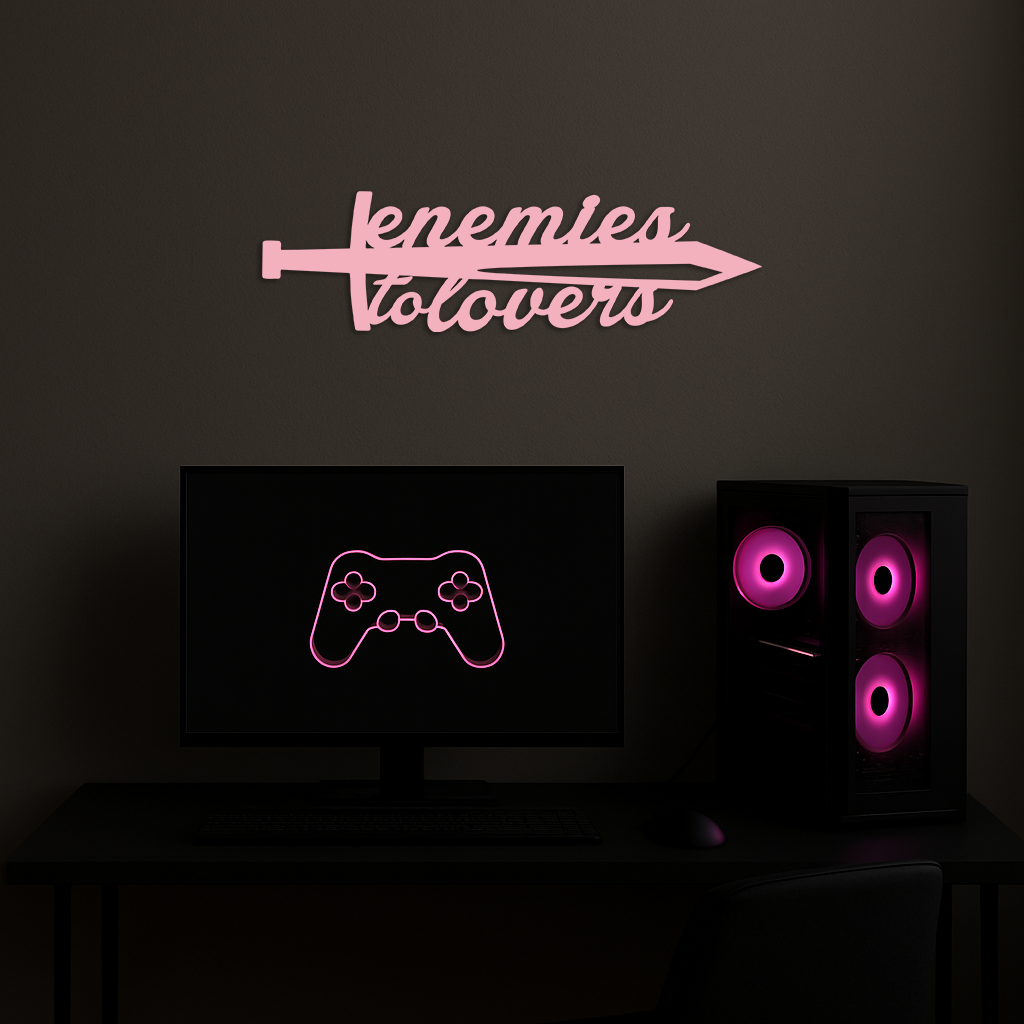 Enemies to Lovers Sword Quote Metal Wall Art – Romantic Typography Decor - KAFGP094 - Tampa Home & Garden Store