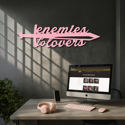 Enemies to Lovers Sword Quote Metal Wall Art – Romantic Typography Decor - KAFGP094 - Tampa Home & Garden Store
