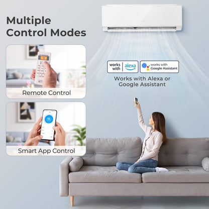 Aire acondicionado y calefactor mini split Energy Star certificado, 24000 BTU 21 SEER2 208-230 V, blanco con wifi