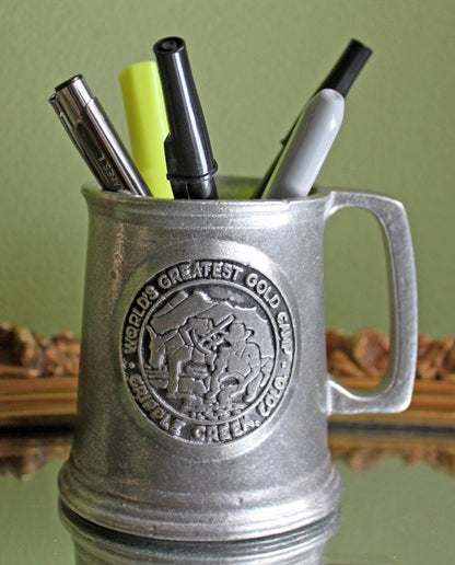 English Pewter Beer Mug with Embossed Medallion. Beer Jug Made with Pewter - Tampa Home & Garden Store