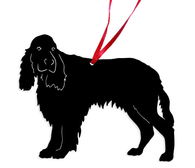 English Springer Spaniel plant stake silhouette in black with red cord, Rustica Ornamentals on Tampa Home & Garden Store