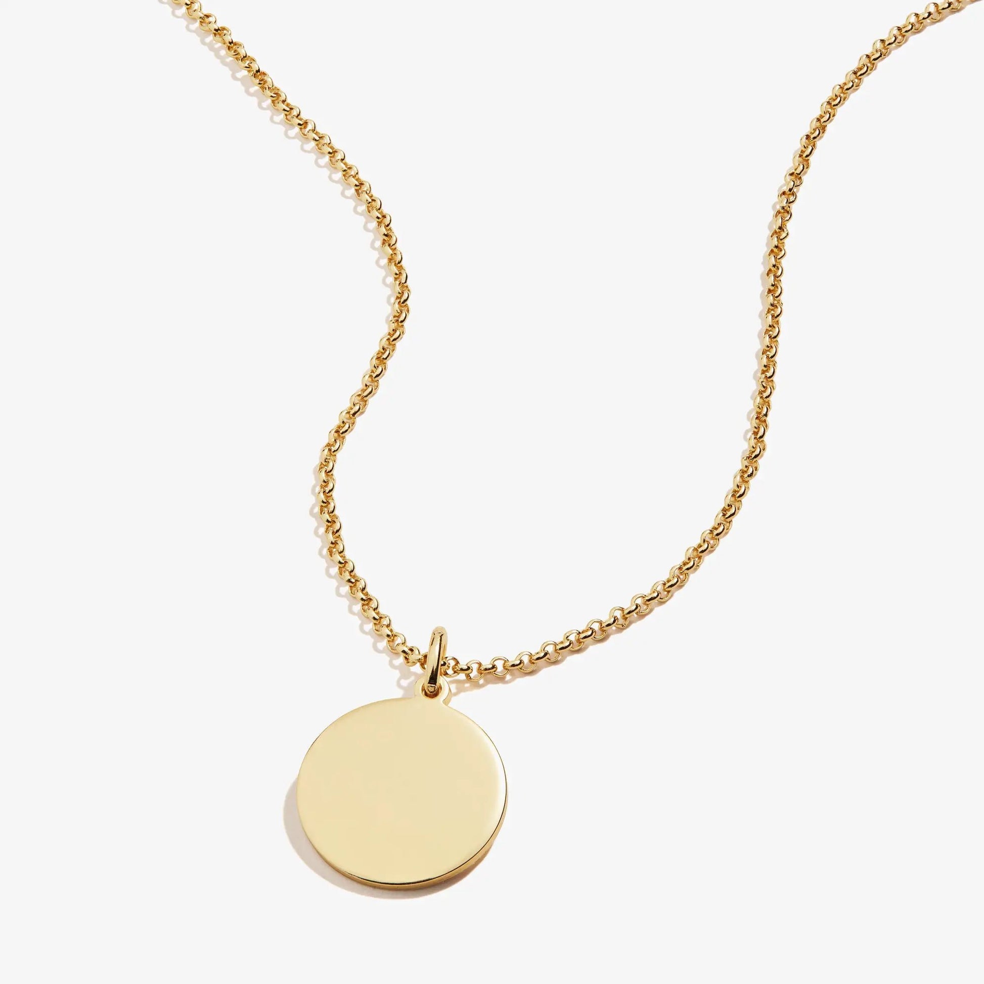 Circle Charm Necklace 21in gold with a smooth round pendant by ALEX AND ANI on Tampa Home & Garden Store