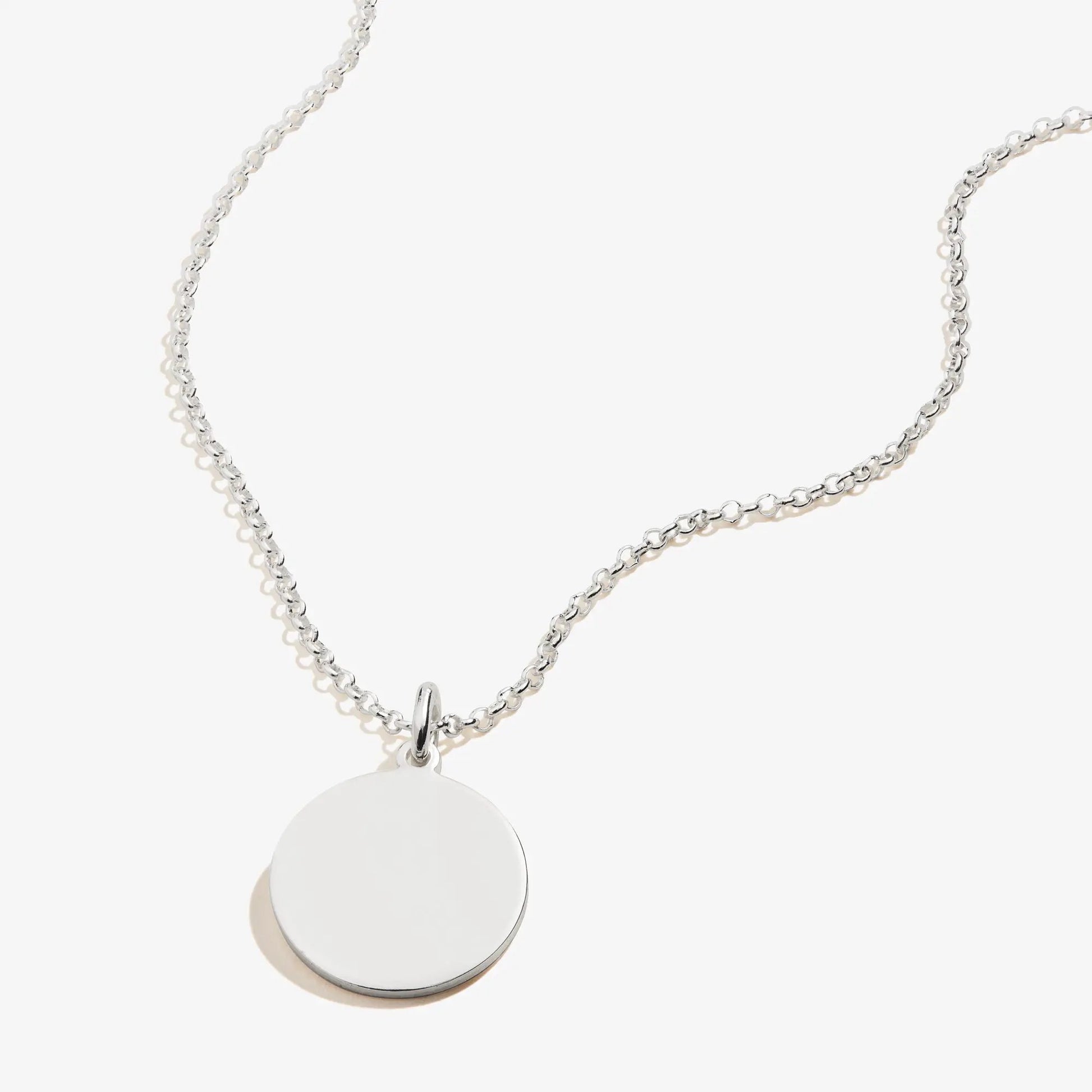 Circle Charm Necklace 21in with silver chain and round pendant by ALEX AND ANI on Tampa Home & Garden Store