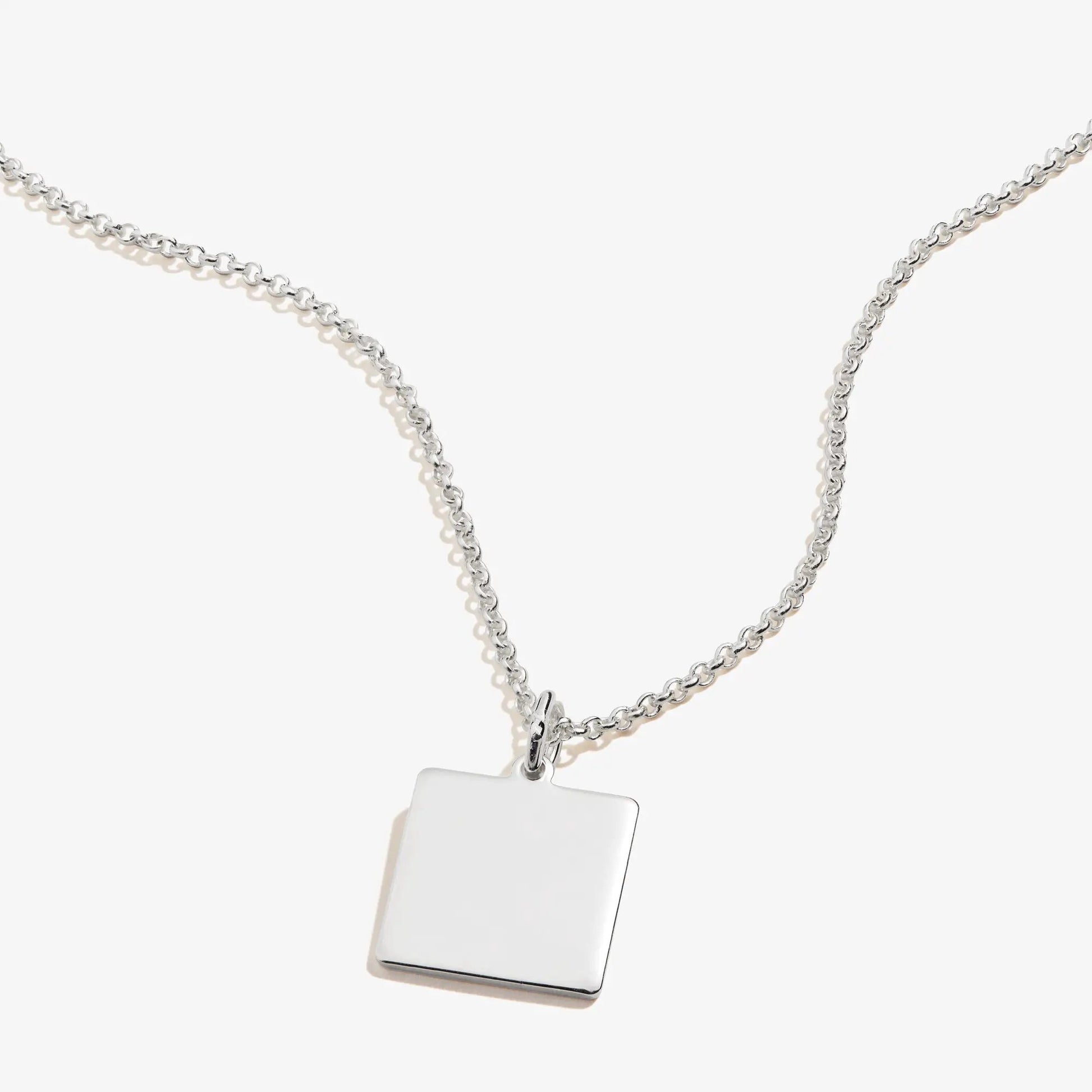 Square Charm Necklace 21in, silver-tone square pendant on chain by ALEX AND ANI on Tampa Home & Garden Store