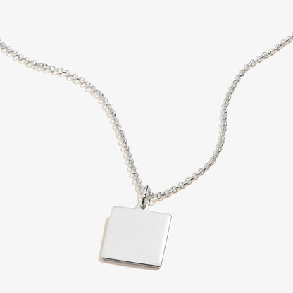 Square Charm Necklace 21in, silver-tone square pendant on chain by ALEX AND ANI on Tampa Home & Garden Store