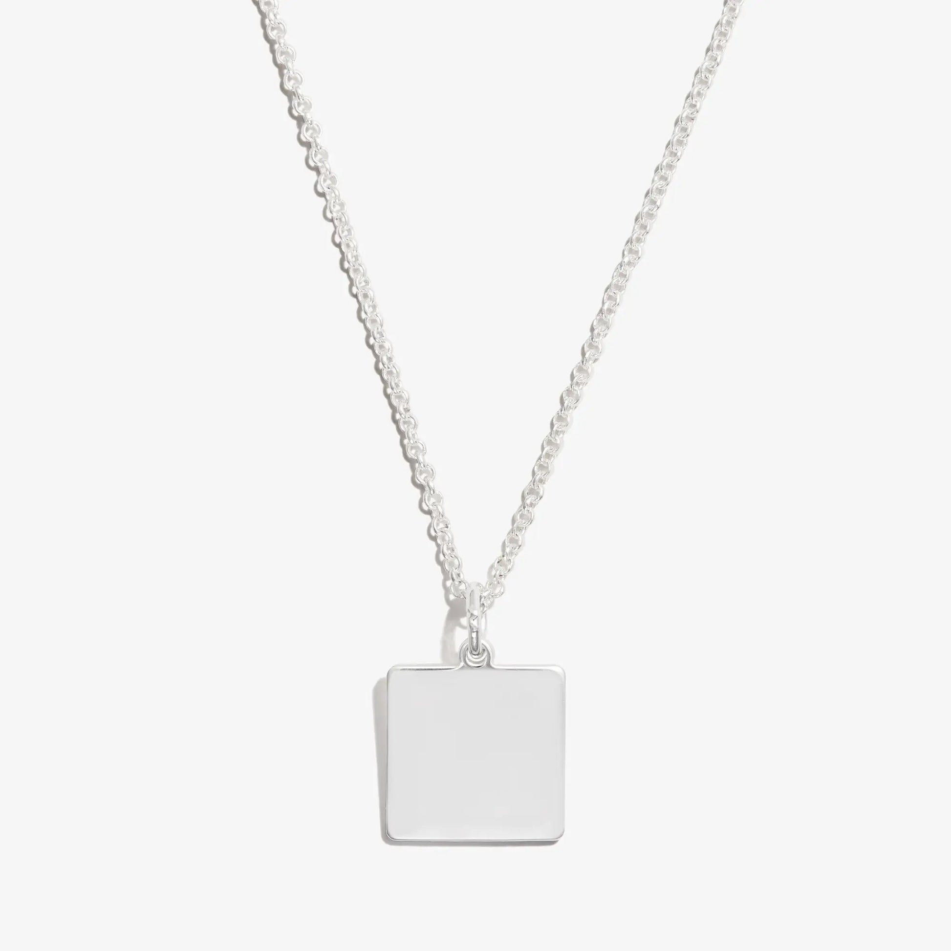 Square Charm Necklace 21in on silver-tone chain with rectangular pendant ALEX AND ANI on Tampa Home & Garden Store