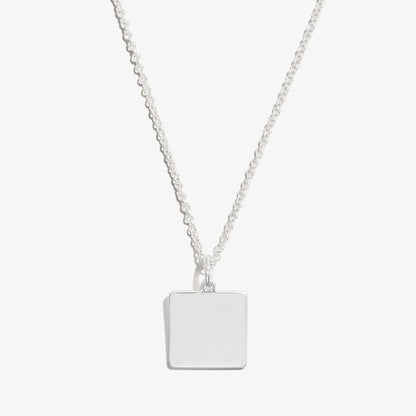 Square Charm Necklace 21in on silver-tone chain with rectangular pendant ALEX AND ANI on Tampa Home & Garden Store