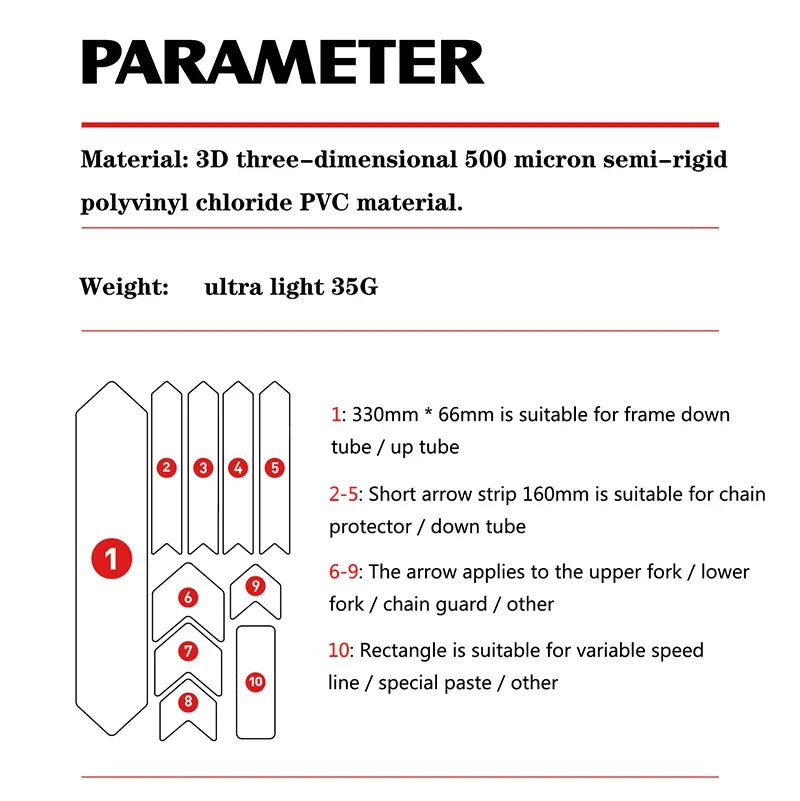 Enlee 3D Bicycle Sticker MtTB PVC Anti-Scratch Waterproof No Yellowing Protective Film Bicycle Frame Protector Accessories TM01 - Tampa Home & Garden Store