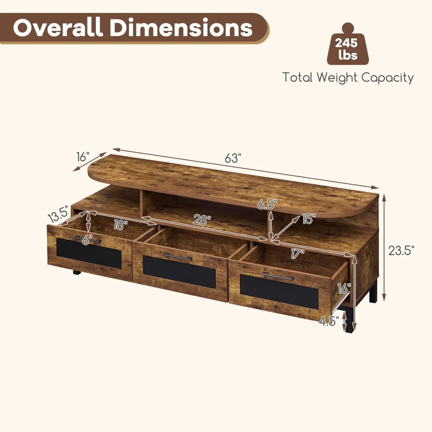 Entertainment Center With Storage Drawers