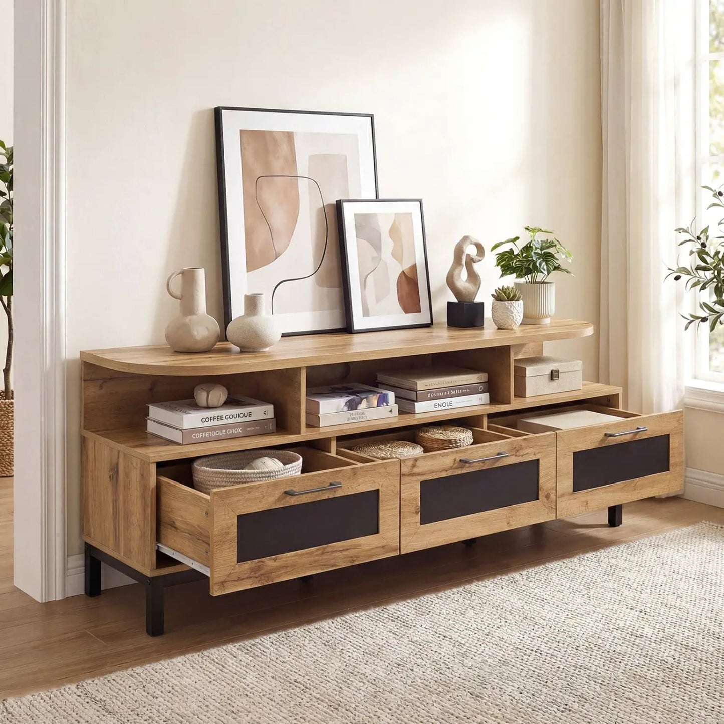 Entertainment Center With Storage Drawers