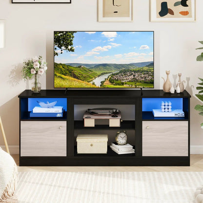 65-Inch TV Stand With LED Lighting and Fireplace
