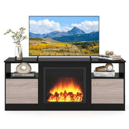 65-Inch TV Stand With LED Lighting and Fireplace