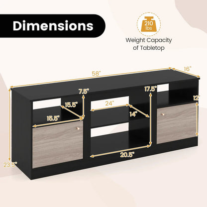 65-Inch TV Stand With LED Lighting and Fireplace