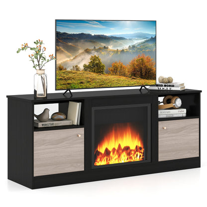 65-Inch TV Stand With LED Lighting and Fireplace