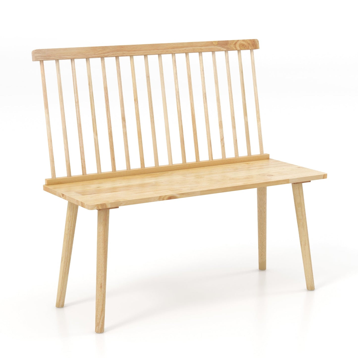 Entryway Bench for 2 with Spindle Back for Kitchen Dining Room Hallway-Black