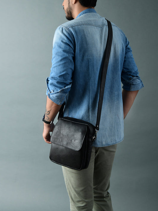 Enzo Black Side Messenger - Tampa Home & Garden Store