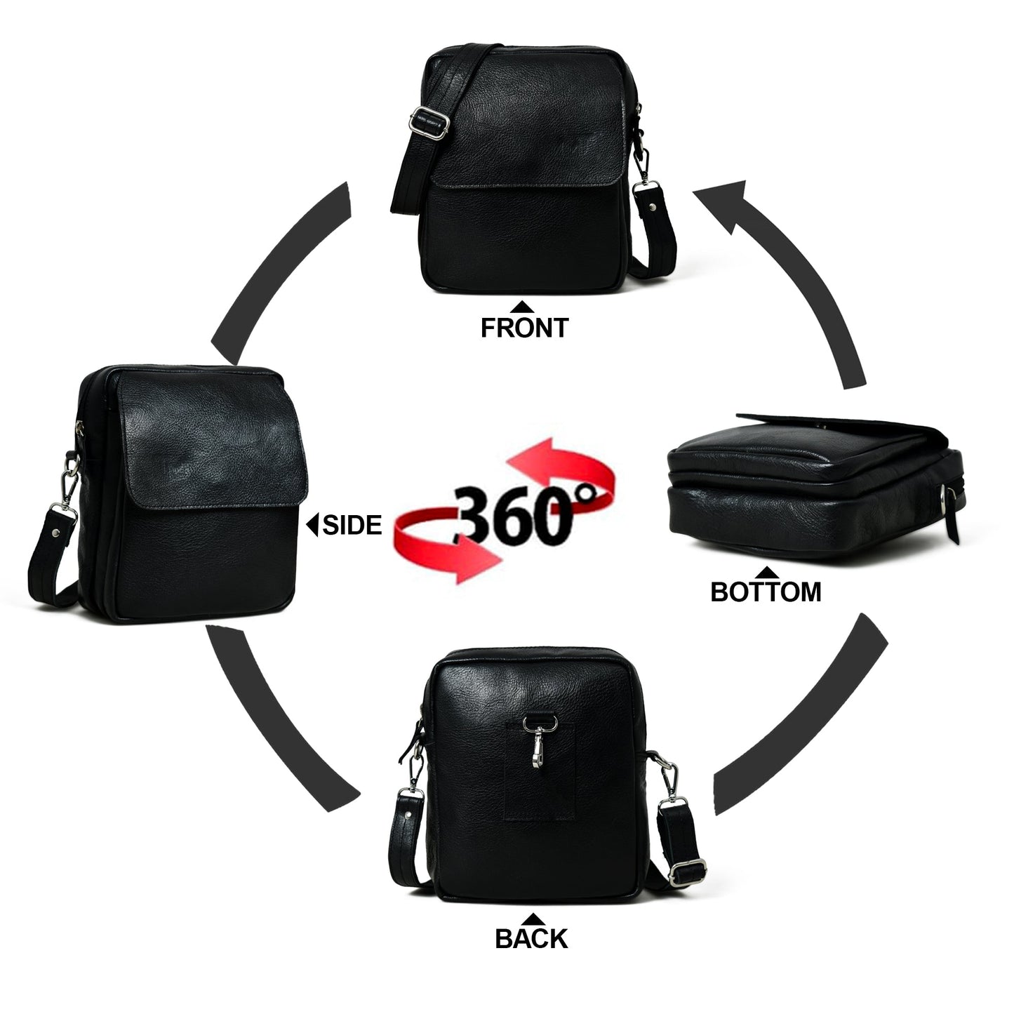 Enzo Black Side Messenger - Tampa Home & Garden Store
