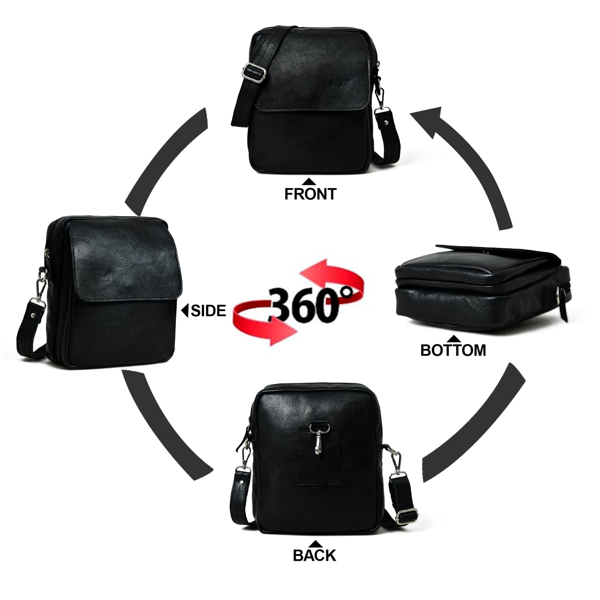 Enzo Black Side Messenger - Tampa Home & Garden Store