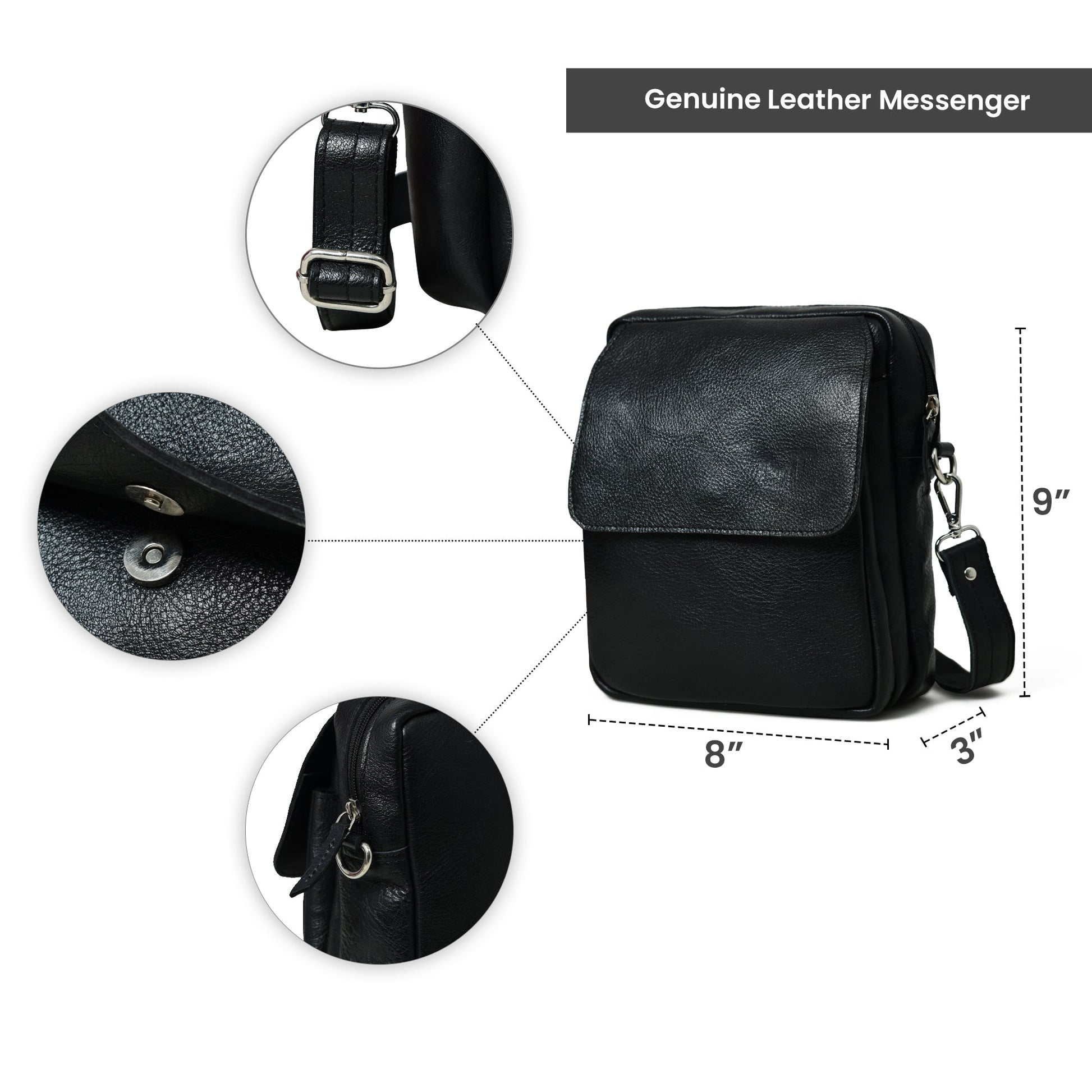 Enzo Black Side Messenger - Tampa Home & Garden Store