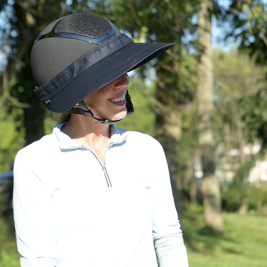 EquiVisor Original Sun Protection sun visor in black with wide brim worn outdoors on Tampa Home & Garden Store