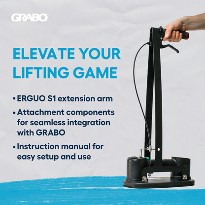 ERGUO S1 Ergonomic Extension Arm suction grip for drills, black, GRABO logo visible on Tampa Home & Garden Store